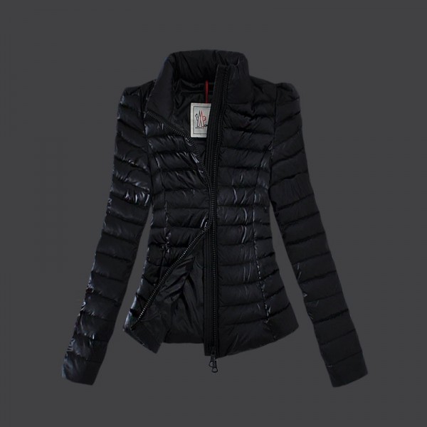 Moncler Donna Giù cappotto stand Collare Nero Presa M1023